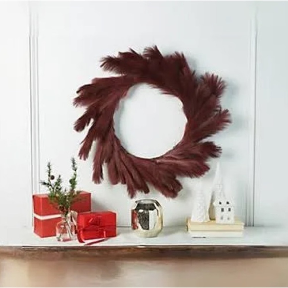 Luxe by Rachel Zoe 31” Silky Pampas Wreath in Bordeaux